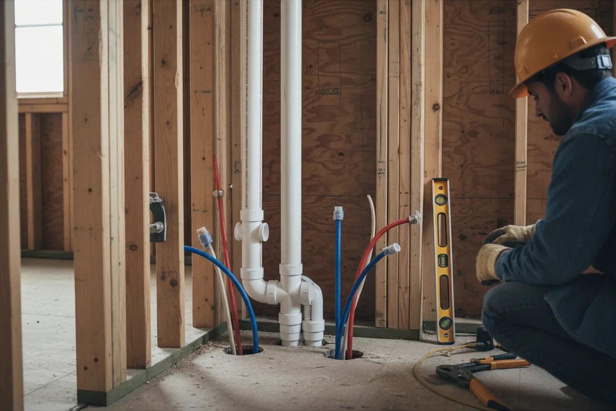 Drain and supply rough-in during Leak Detection in Abbeville