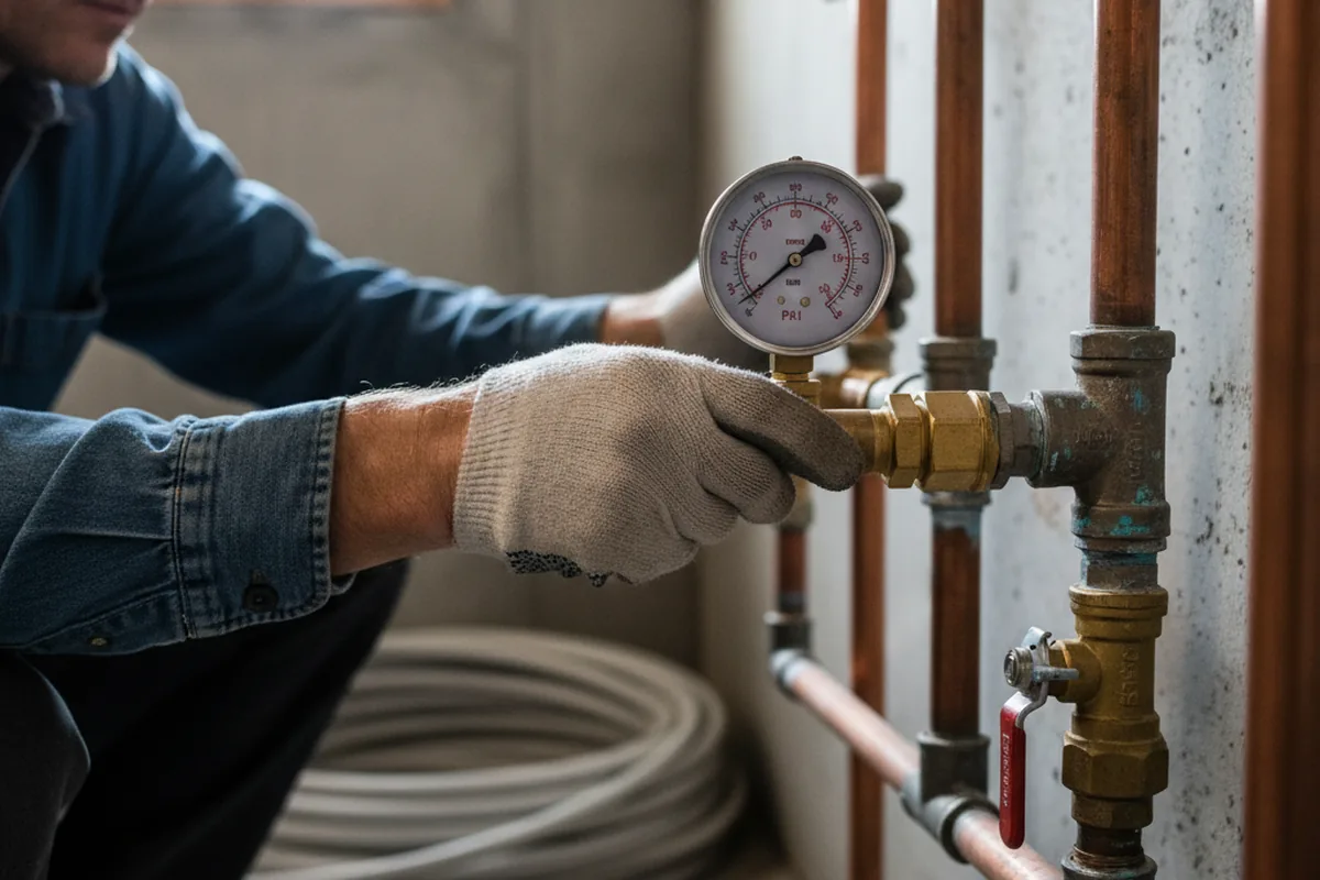 Pressure testing a repaired line during Water Line Repair in Abbeville